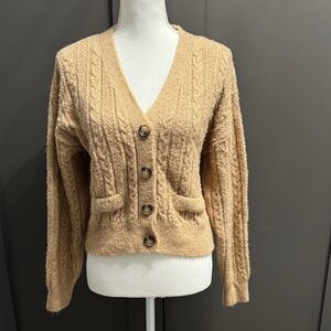 Zara Tan Cable Knit Cardigan Size M